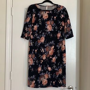 Blue and pink maternity dress